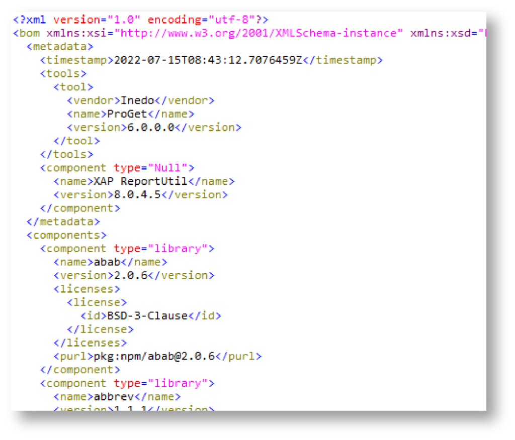 ProGet SBOM xml